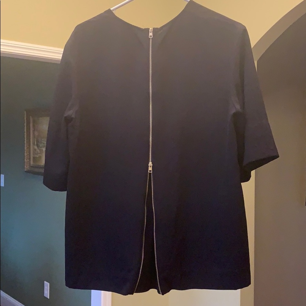 Everlane Japanese Navy GoWeave Zip-Back Top size 10 - Picture 4 of 7